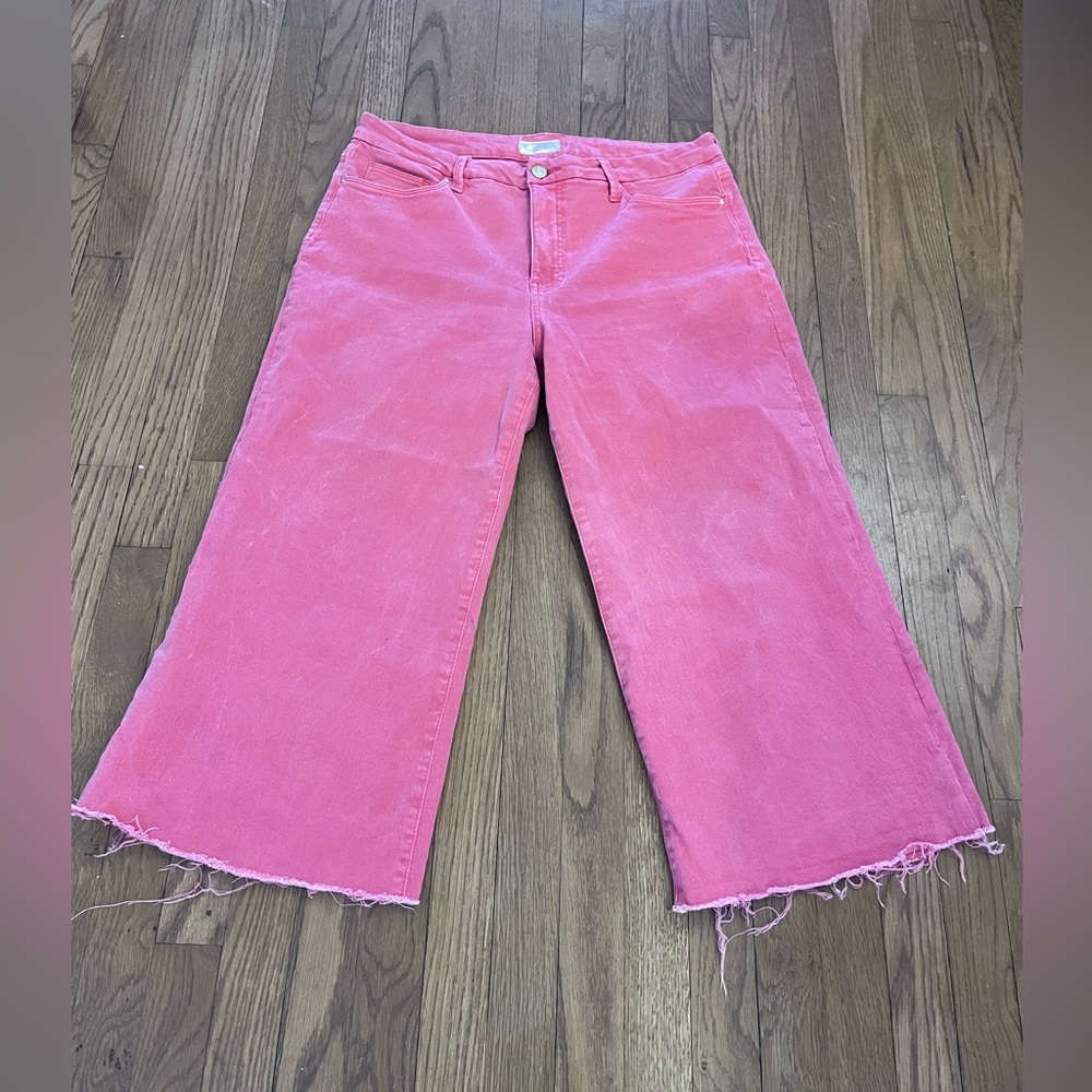 Kut from the Kloth Pink Wide-Leg Crop Jeans